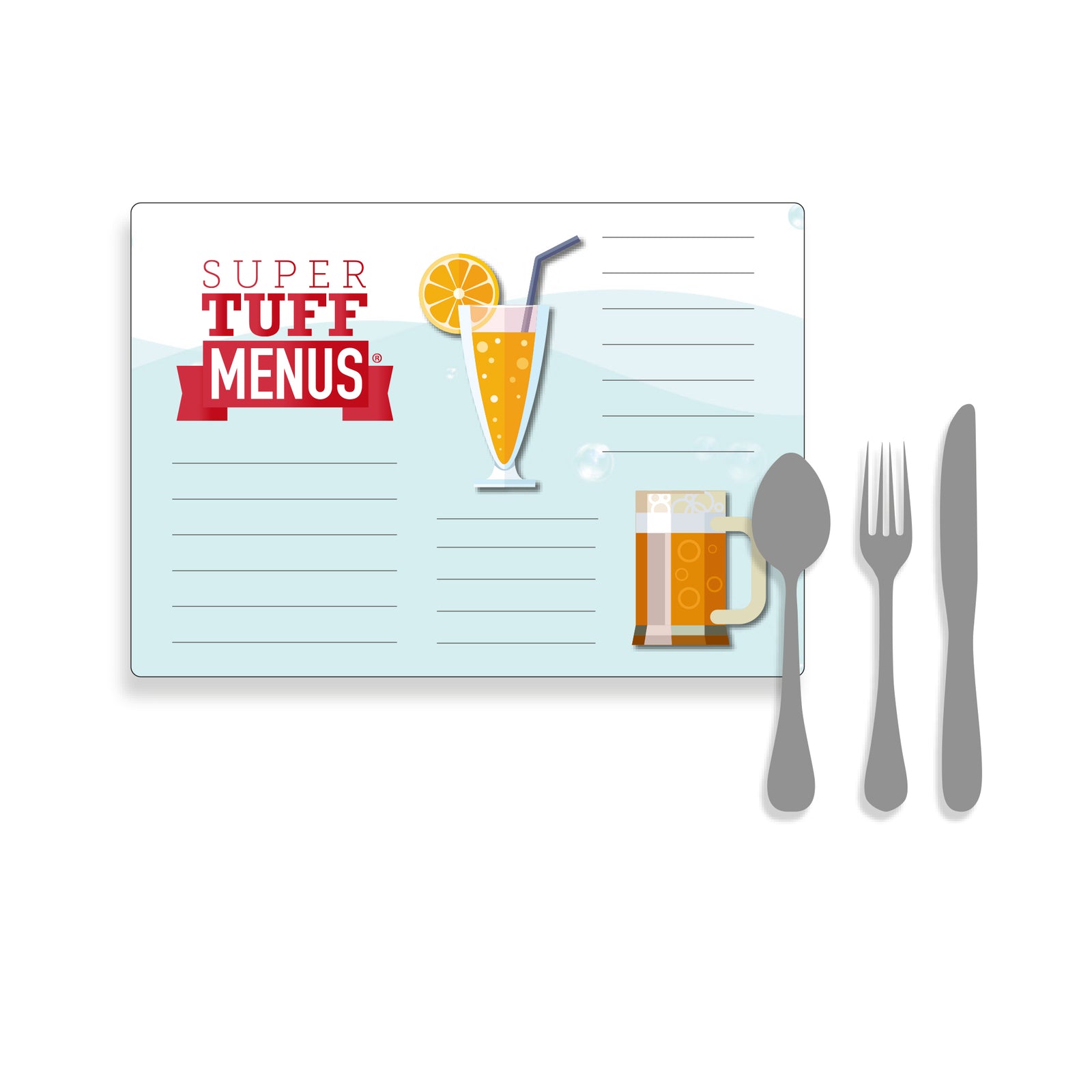 Landscape Legal sized illustration of a menu with cutlery to give a size context