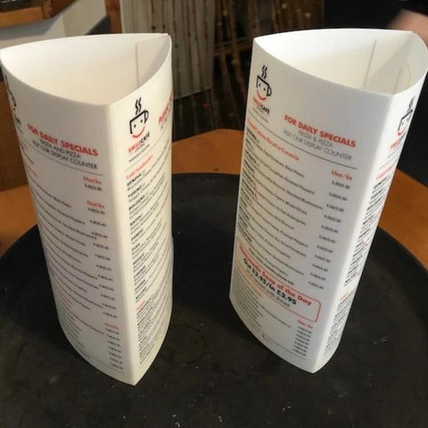 Two 3sided table talkers from Smile Cafe